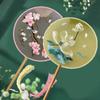 Round Double Sided Embroidery Fan Chinese Style Flower Silk Fan Vintage Hanfu Hand Fan  for Guests