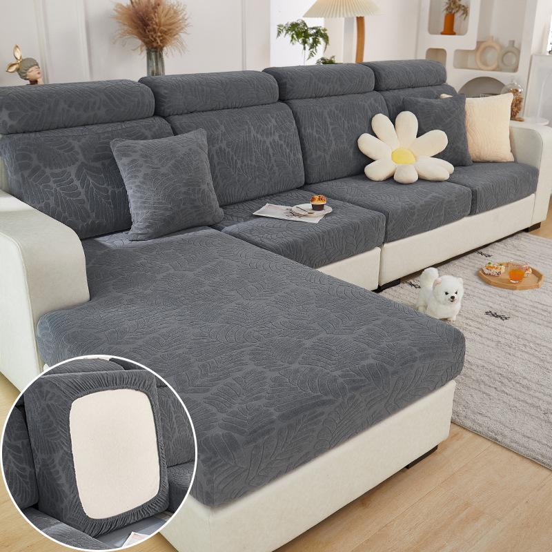 Plush Sofa Seat Cover for Living Room Velvet Cushion Elastic Corner Couch 1/2/3/4 Seater Solid Slipcovers Set