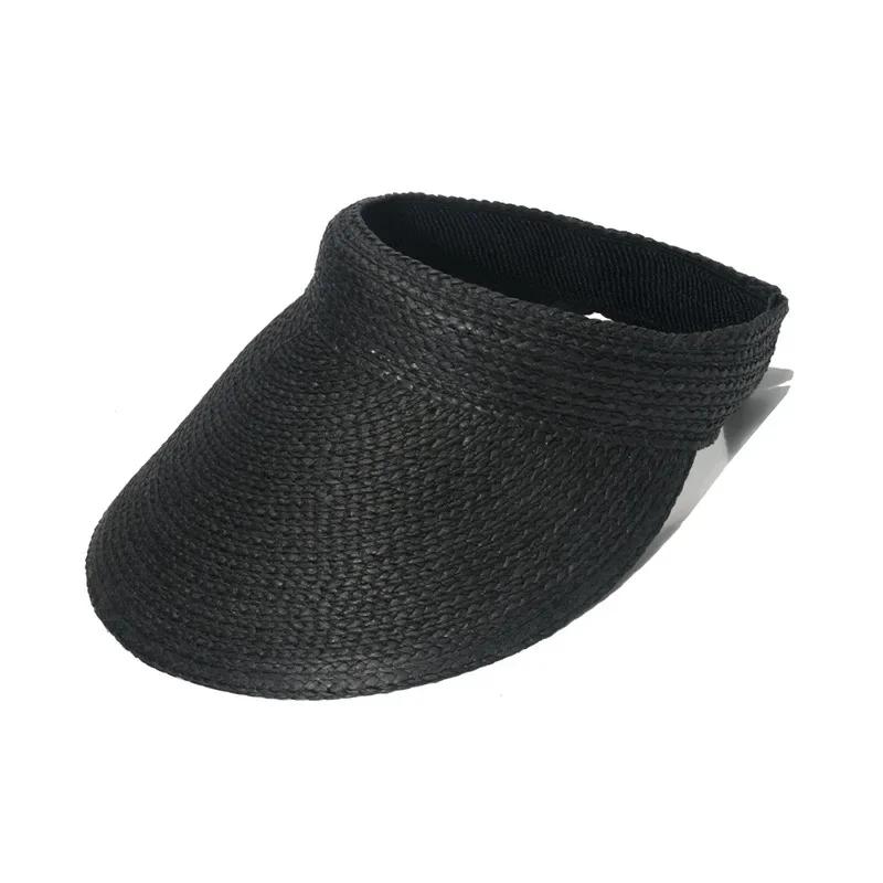 INS Hepburn Version Summer Eaves Empty Top Sun Hats For Women Headband Type Versatile Casual Roofless Beach Straw Cap Gorras
