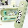 Large Capacity Pen Bag Panda Pattern Pen Box Multifuncional Stationery Organizer  Gift