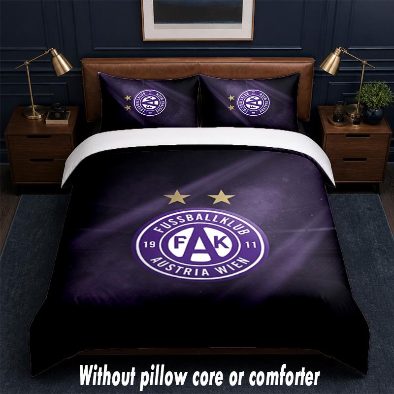 Austria Wien FC Design Bed Bedding Set 1 Duvet Cover + 2 Pillowcases Soft Breathable Household Bed Linens