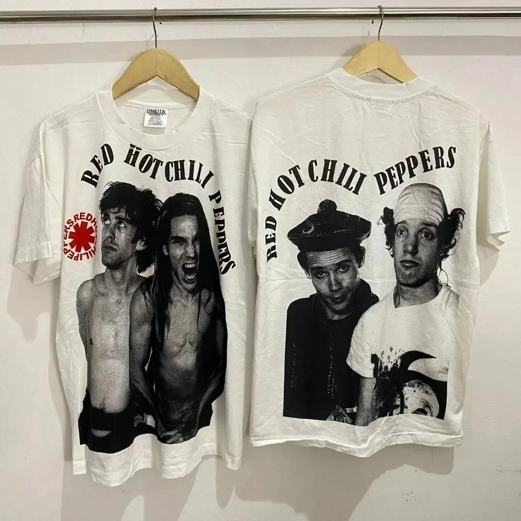 Red Hot Chili Peppers Классический Постер Принт Футболка Мужская Женская Уличная Одежда Харадзюку Мода Свободная Повседневная Большемерная Хлопок Короткий Рукав Лето Новая Футболка