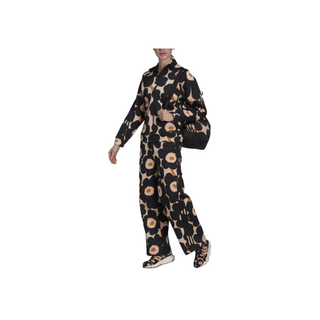 Adidas Прямые повседневные брюки с цветочным принтом, женские брюки, черные H57322