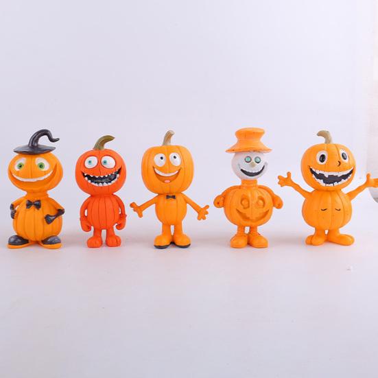 Pumpkin Man Figurine Halloween Pumpkin Decoration Resin Spooky Pumpkin Sculpture for Outdoor Indoor Table Mantel Decoration
