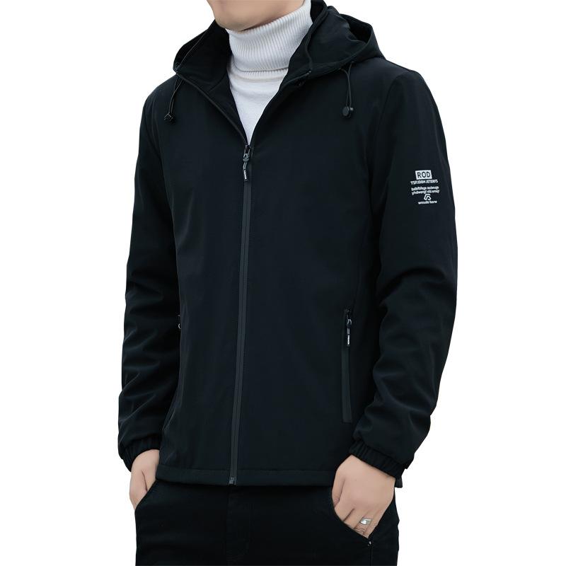 Men's Hooded Jacket Spring and Autumn New Casual All-match Tops Stand Collar Jacket Men's Coat Clothes