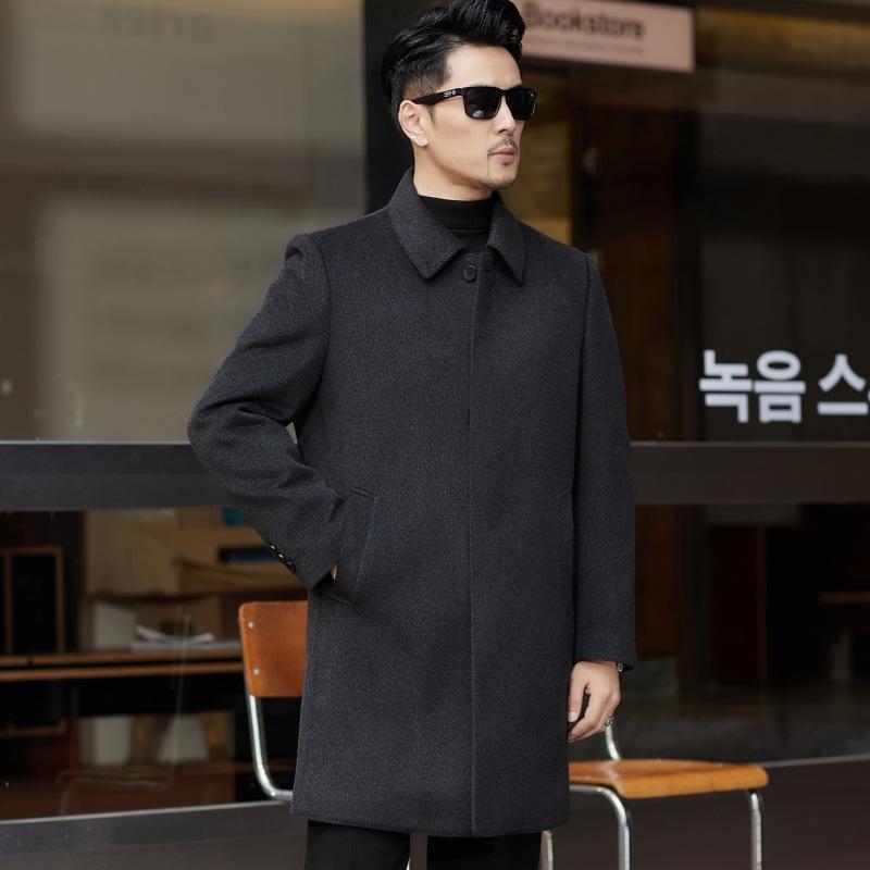 Двустороннее кашемировое пальто мужское средней длины шерстяное пальто высокого качества зимняя ветровка с утолщенной подкладкой