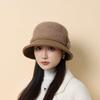 Womens' Wool Felt Fisherman Hat: Autumn/Winter, Korean Style, Versatile Warmth, Elegant British Retro Bucket Fedora for Middle-aged/Elderly.