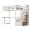 Loft bed 90x200 with safety storage ladder, bed frame made of solid pine wood for children and teenagers, white