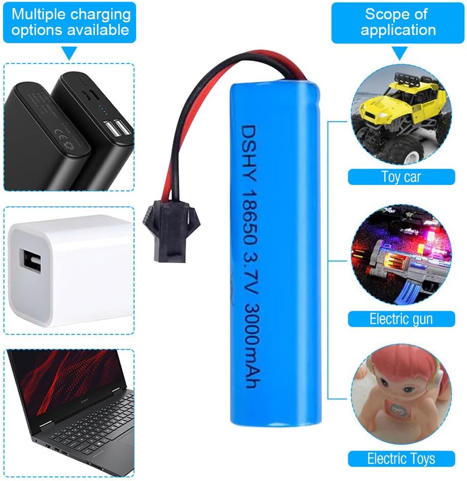 4 шт. литий-ионных аккумулятора 3,7 В 3000 мАч с USB-зарядными устройствами для радиоуправляемых автомобилей – Совместимы с DE45 DE42 1:14 Моделей для бездорожья и дрифта