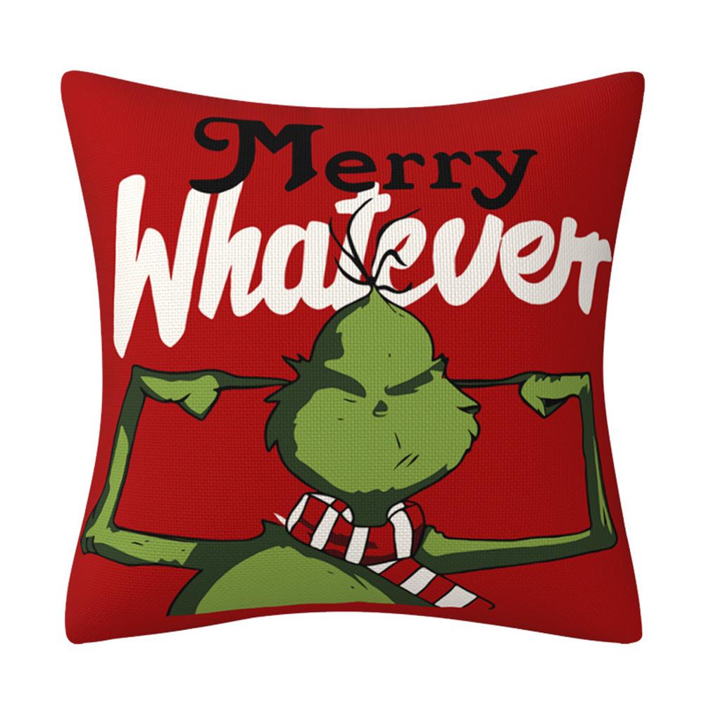 4Pcs Grinch Christmas Pillow Covers For Christmas Home Decorations, 45X45Cm