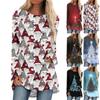 Women's Fashion Casual Long Sleeve Christmas Print Round Neck Pullover Top Blouse