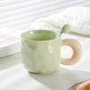 Milk Fufu Mug with Lid Spoon Cute Girl High-looking Ceramic Coffee Cup Couple Office Breakfast Cup