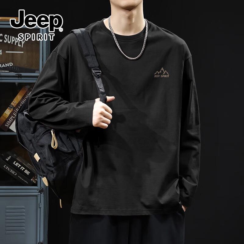 Мужская футболка с длинным рукавом JEEP SPIRIT из чистого хлопка с принтом гор