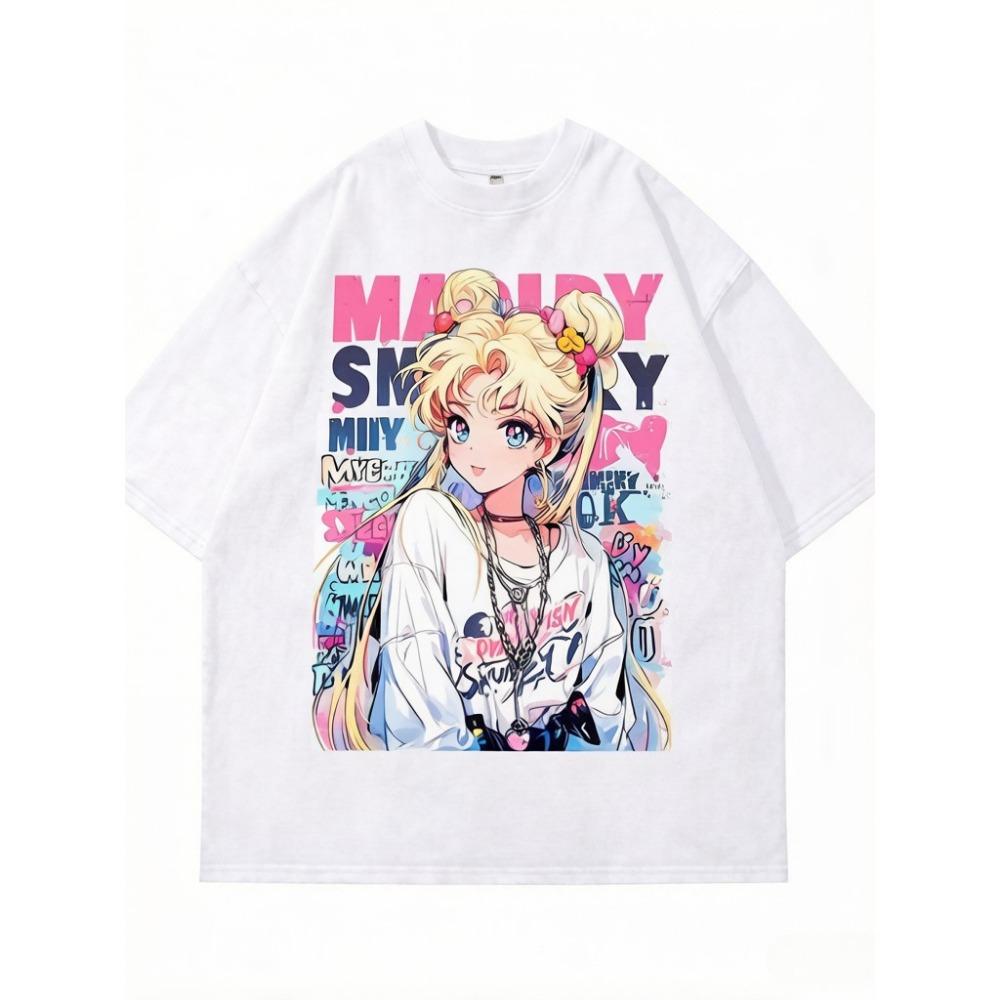 Daiwing Стильная Белая Футболка с Коротким Рукавом Pretty Girl Cool and Chic для Мужчин в Стиле Аниме Ретро Парный Наряд Высокого Качества