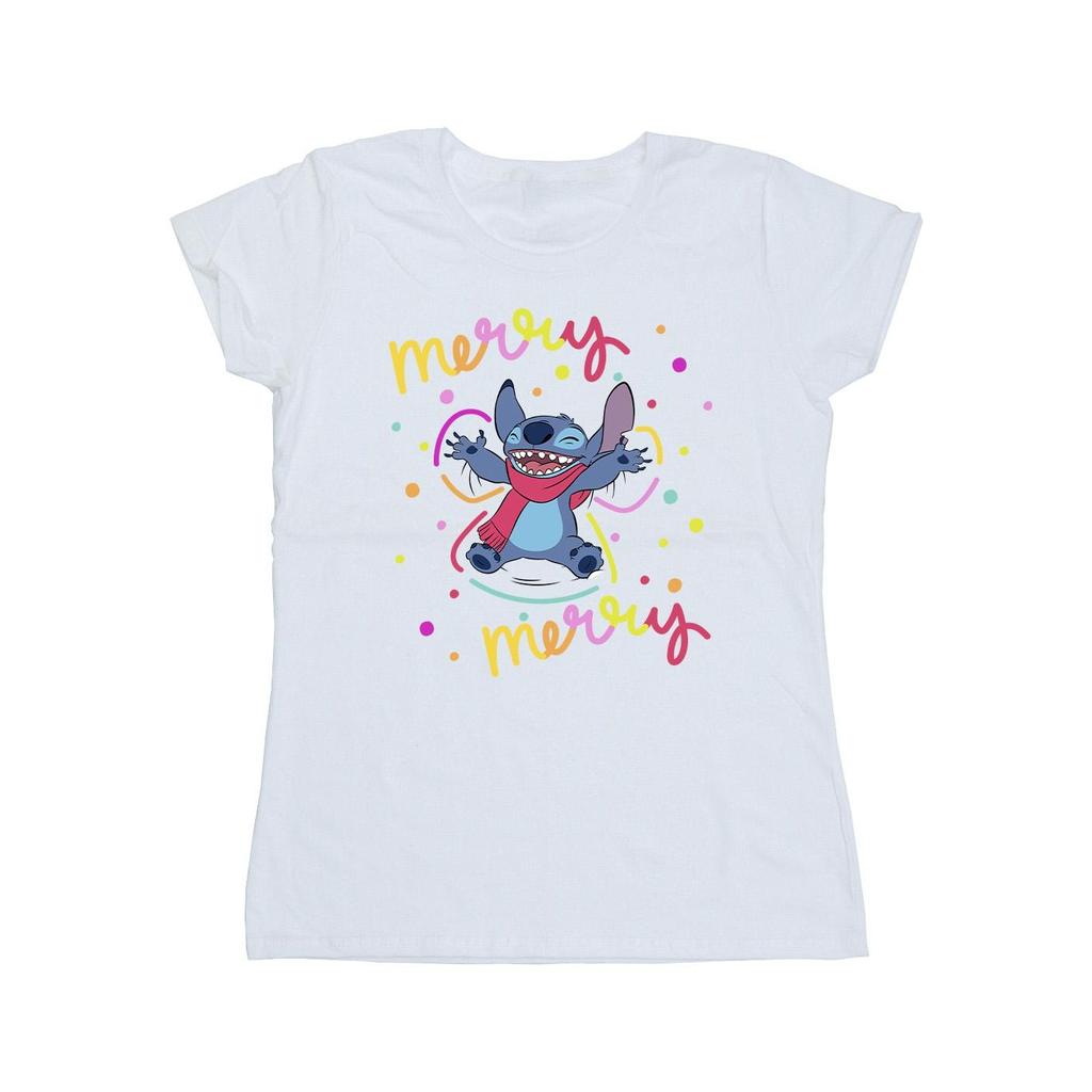 Disney Womens/Ladies Lilo & Stitch Merry Rainbow Cotton T-Shirt