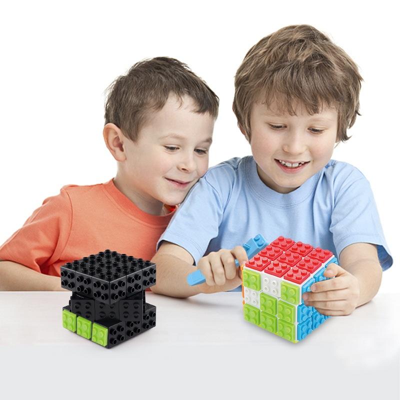 Кубик Рубика 3x3 Speed Cube с Строительными Блоками, Мини-Игрушка в Комплекте, Совместим с Lego Кубом, Обучающая Игрушка
