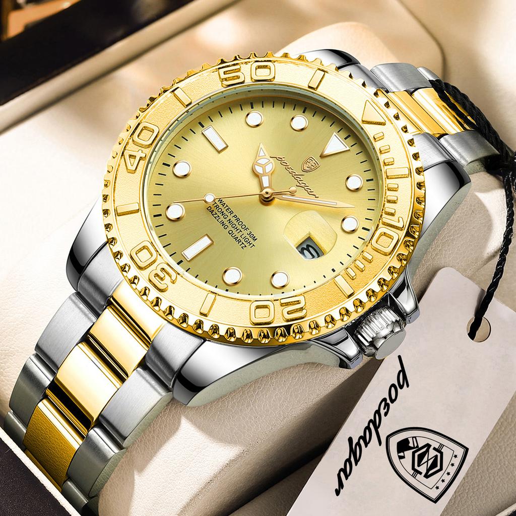 POEDAGAR Classic Business Man Clock Waterproof Stainless Steel Luminous Date Men Watch Fashion Quartz Men's Watches Reloj Hombre