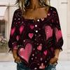 Womens Plus Size Square Neck Long Sleeve Front Button Soft Loose Elegant Casual Everyday Ladies Blouse