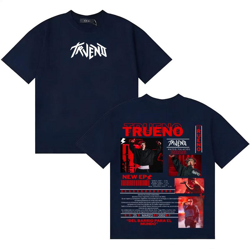 Футболка с графикой рэпера Trueno 2026 Tour Унисекс Женская одежда Хип-хоп Футболка с коротким рукавом Хлопок Оверсайз Футболки Стритвир