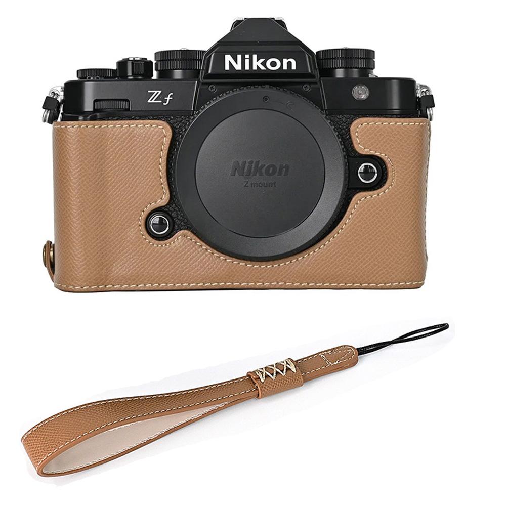 Palm Print PU Leather Camera Half Body Case for Nikon Zf ZF Z f Battery Opening Bottom Cover With Hand Strap