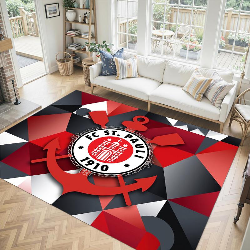 FC St. Pauli Football Design Crystal Velvet Carpet Cozy Non?Slip Printed Rug For Bedroom Living Room Entrance