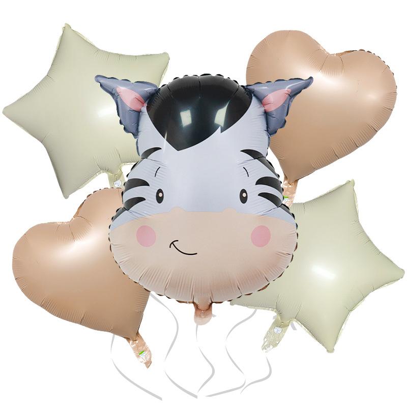 Крем Милый Ветер Животное 5-предметный Набор Корова Олень Красная Буква Набор Воздушных Шаров из Алюминиевой Фольги Украшение для Детской Вечеринки по Случаю Дня Рождения