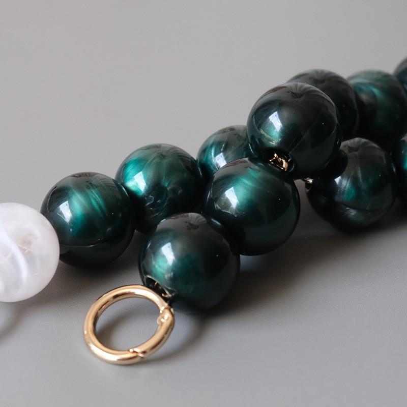 Новый аксессуар для женской сумки, белый, зеленый, часть из акриловой смолы, роскошный браслет из бисера ручной работы, женский сменный браслет с ручкой для сумки, обруч