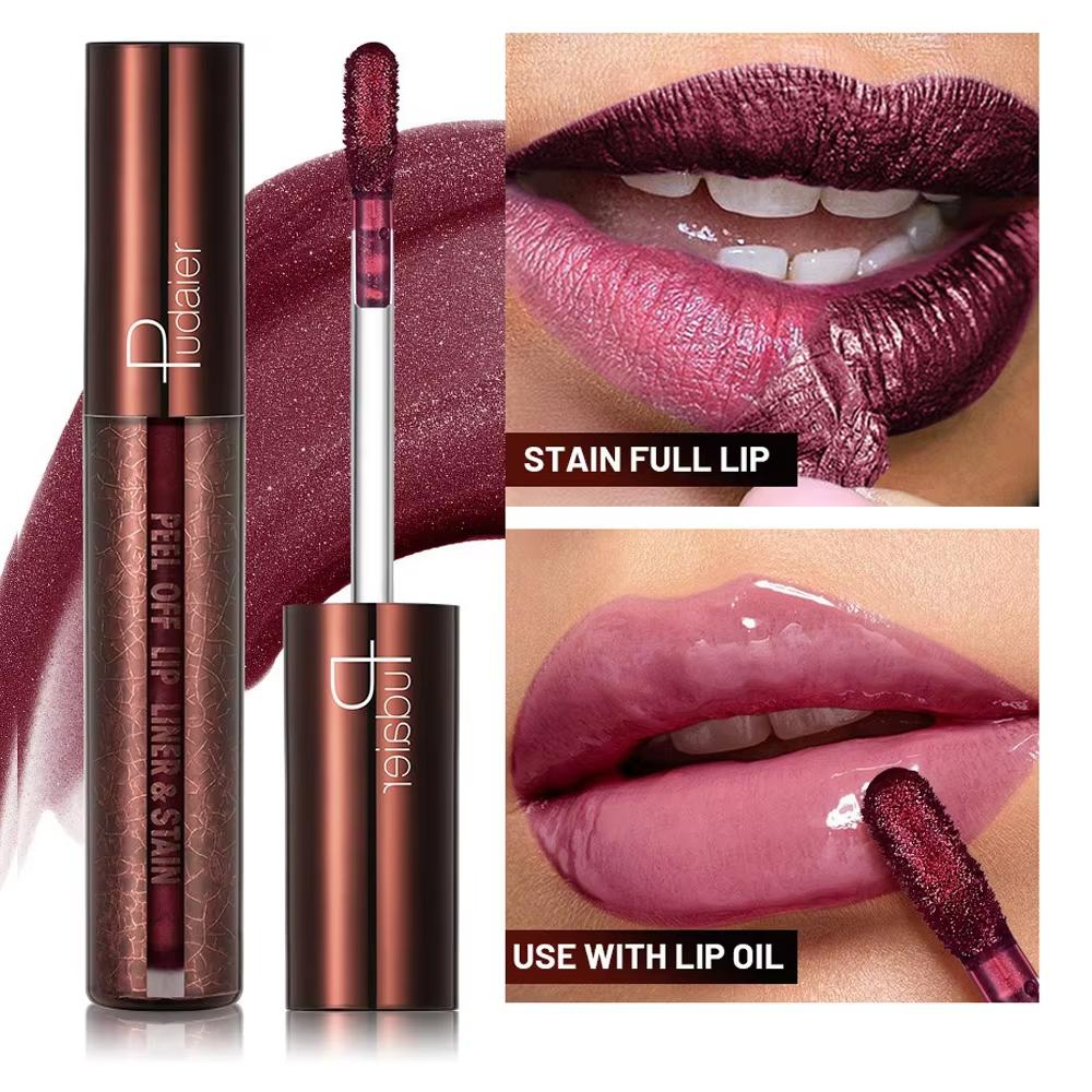 1 шт. отшелушивающий блеск для губ, долговечный водостойкий отрывной блеск для губ, красно-коричневый контур, натуральный матовый оттенок для губ, женская косметика