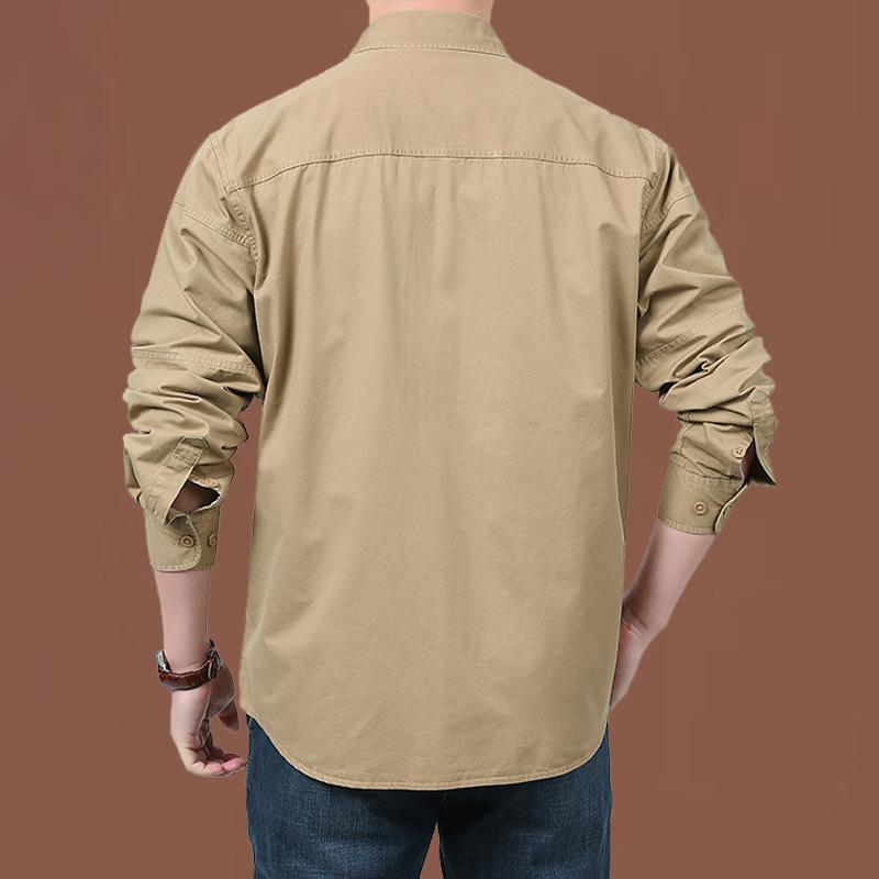 Spring and Autumn Men's Loose Work Shirt Casual Comfort Long Sleeve Cotton Middle-aged Shirt Men's Shirt