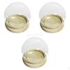 3x Glass Display Cloche Bell Jar Dome Cover Flower Preservation Wooden