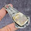 Natural Bumble Bee Jasper Gemstone 925 Sterling Silver Pendant 2.85" ET-1590