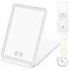 MuGaoDee Tabletop Makeup Mirror LED Stepless Brightness 3x Folding Tabletop Touch Memory Adjustable Portable Perfect for and Vanity [Tri-Color Light,