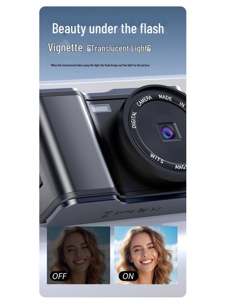 3.0-Inch Large Screen Flip-Out Selfie Camera for Students & Travel Vlogging