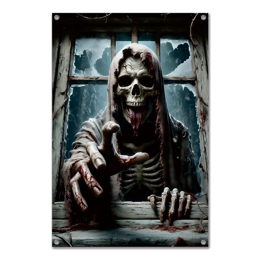 Large Size Fake Window Banner Hanging Design Horror Hanging Cloth Home Decoration