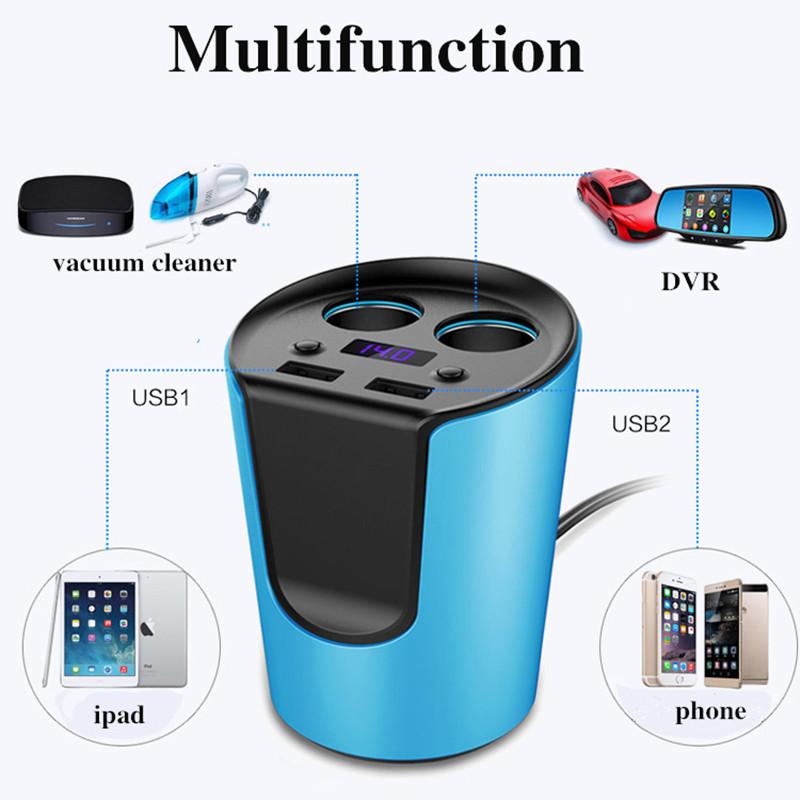 1x Car charging cup Car Charger Adaptor Cup charger With Voltage Current Display