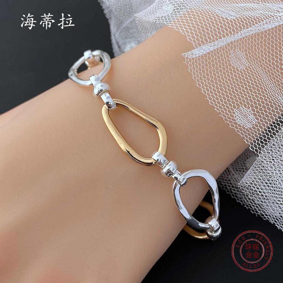 Двухцветный геометрический браслет-кольцо из сплава, преувеличенное универсальное панк-украшение для мужчин и женщин