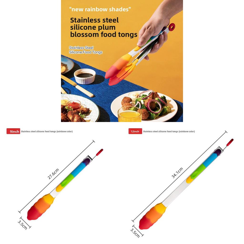 Silicone Food Tongs With Nonslip Grip For Grilling And Baking