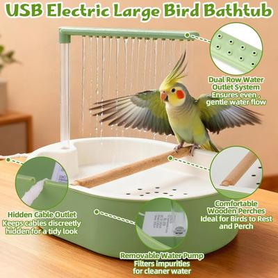 Автоматическая душевая клетка-купалка для попугаев, птиц, USB, с циркуляцией воды, ванночка для птиц, игрушка для неразлучников, корелл