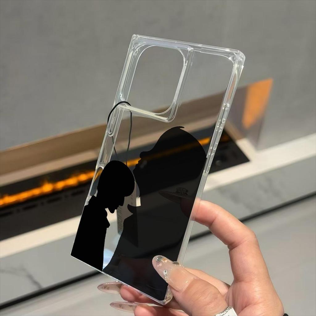 Transparent Square Back Tube Case Casing Protection For iPhone 12 14 Pro Max 11 15 Plus 13 16 ProMax Anti-Oxygen,Couple Shadow Pattern