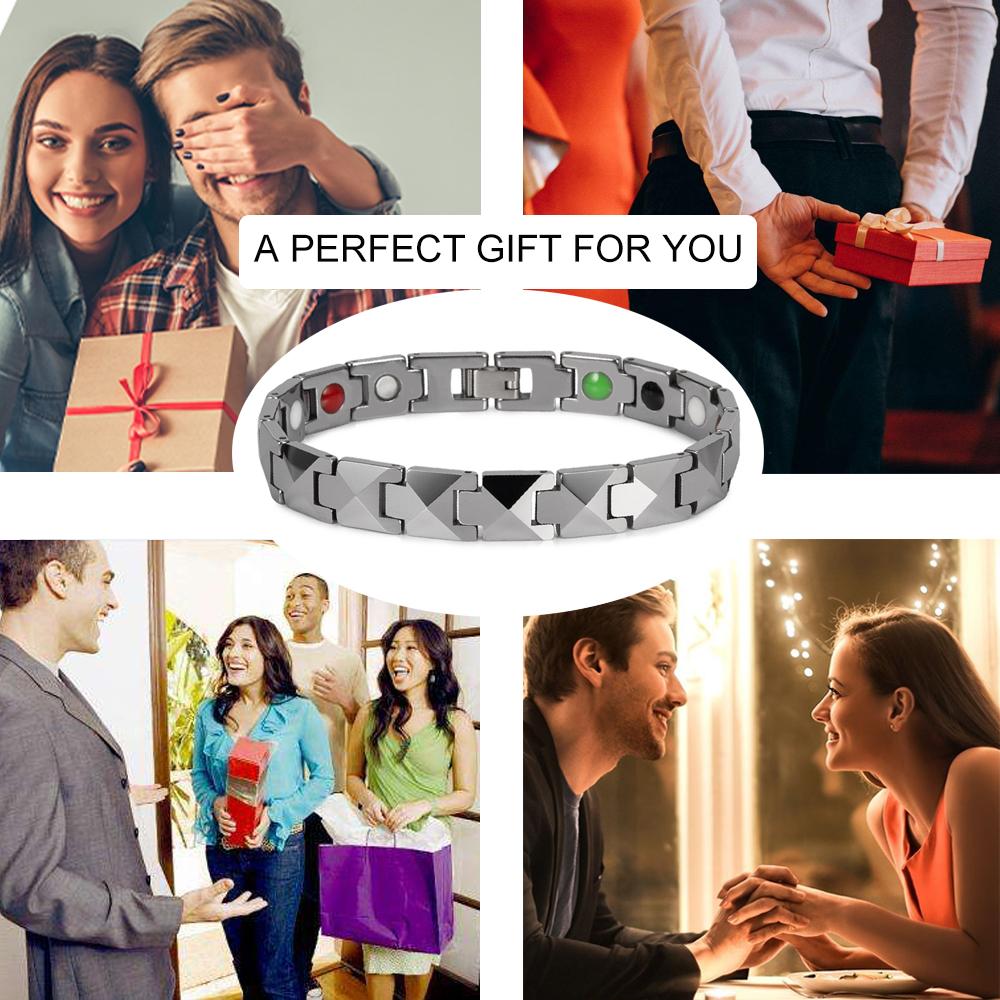 Ikuinen Arrow Магнитные браслеты Вольфрам Турмалин Энергия здоровья Карбид вольфрама Цепь Ювелирные изделия Мужчины Водонепроницаемые с защитой от царапин