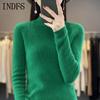 INDFS Women's Fashion Casual Fall Winter Solid Color Print Long Sleeve Half Turtleneck Sweaters