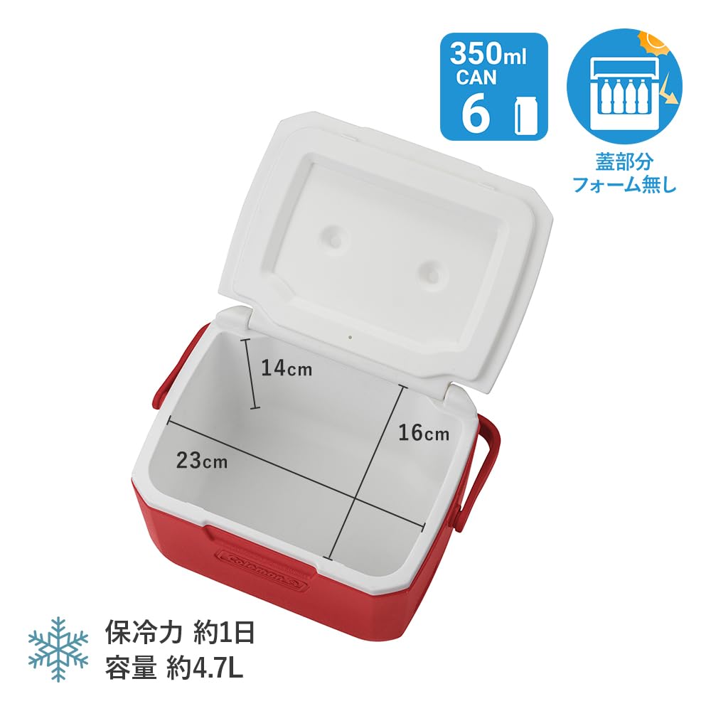 Coleman Take 6 Cooler x 20 x 18 Ideal for Sports Cherry Blossom Club Lunch and Outdoor Features strong durable and heat Box, Red, Approx. 4.7L