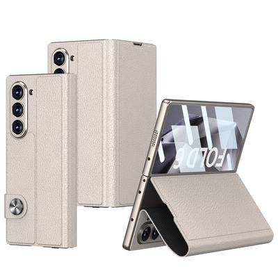 Роскошный чехол для телефона из искусственной кожи для Samsung Galaxy Z Fold 6 с функцией поддержки защитной пленки