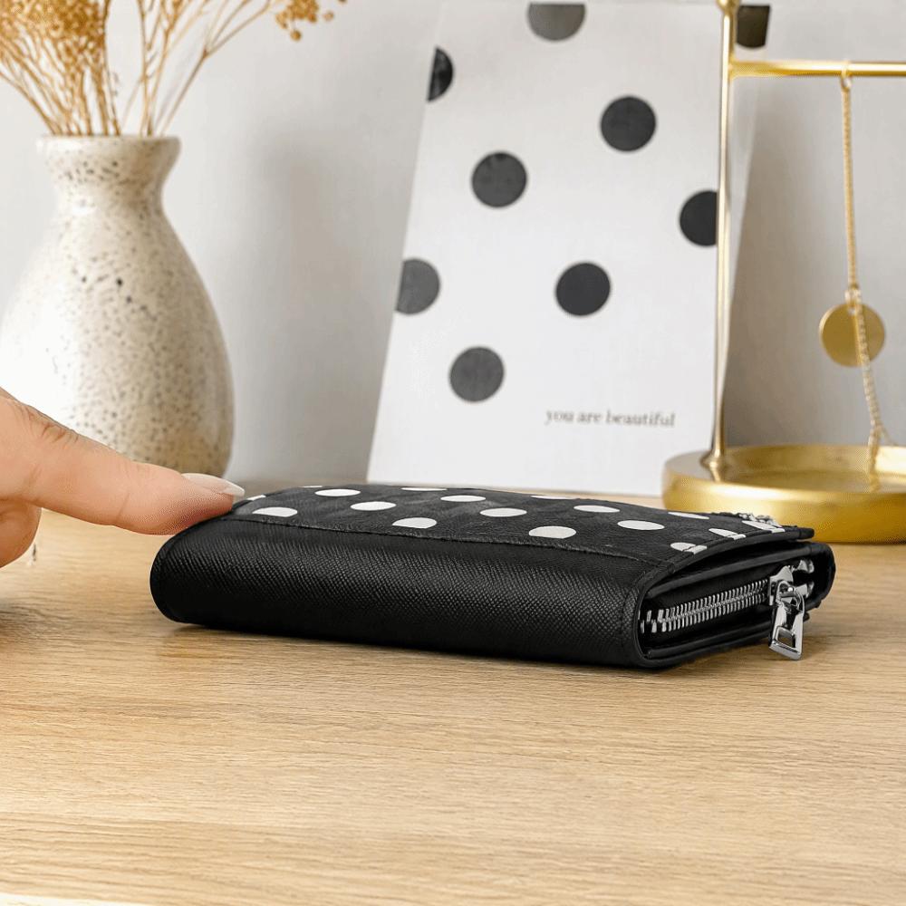 Multi Slot Polka Dot Pattern Wallets Bifold Design Small Coin Purse Short Card Holder Office
