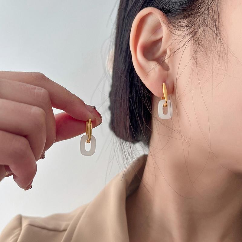 Серьги из нефрита Хотан, женские серьги, ретро-темперамент, легкие роскошные серьги из нефрита