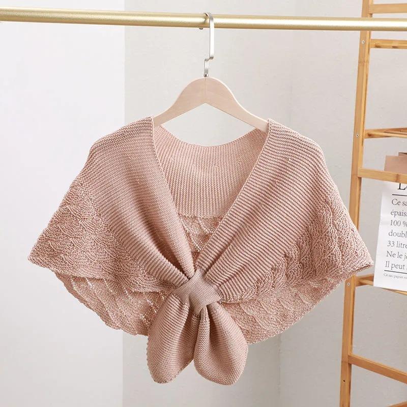 Women's Sweet Crochet Lace Tassels Knit Wide Collar Cape Shawl