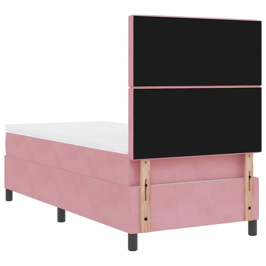 Boxspring bed with mattress and headboard Pink 100 x 200 cm Velvet
