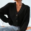 Элегантный женский вязаный кардиган-жакет - Однотонный, на пуговицах спереди, Автономный узор - Весна и Осень