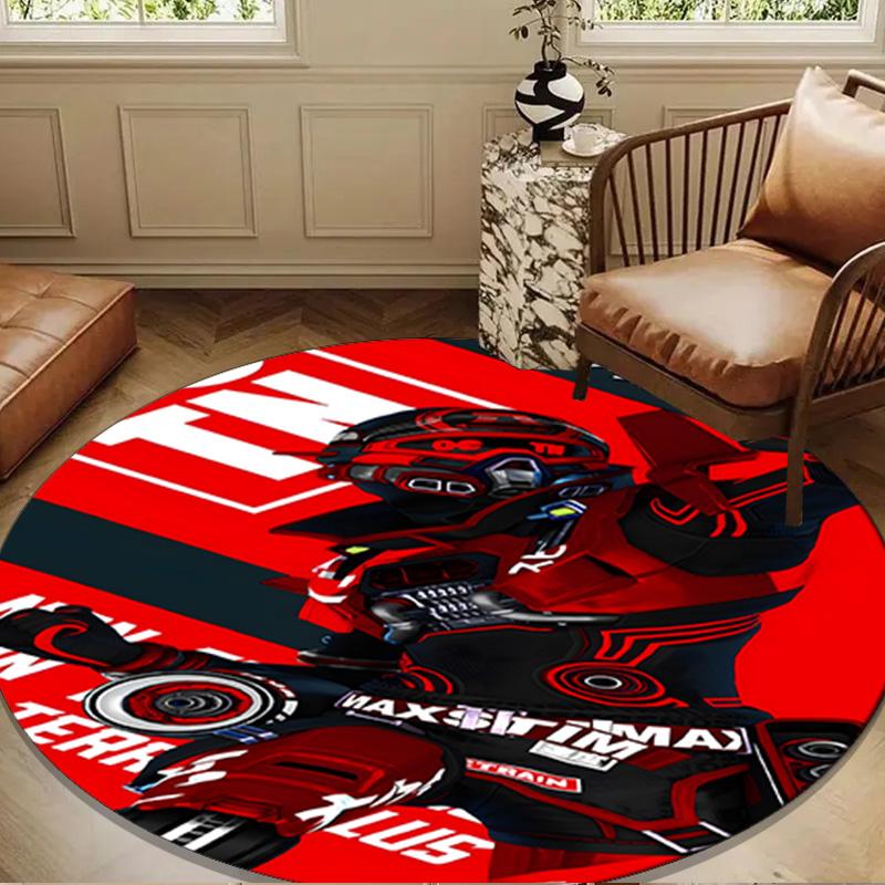 1PC Red Black Apex Round Rug for Livingroom,Bedroom, Palyroom, Chair Rug, Area rug, Circle Carpet, Large Size Fan Christmas gift