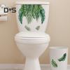 1 лист, наклейка для унитаза, самоклеящаяся, водонепроницаемая, без следов, зеленые листья растений, настенная наклейка, наклейка, декор для ванной комнаты, туалета
